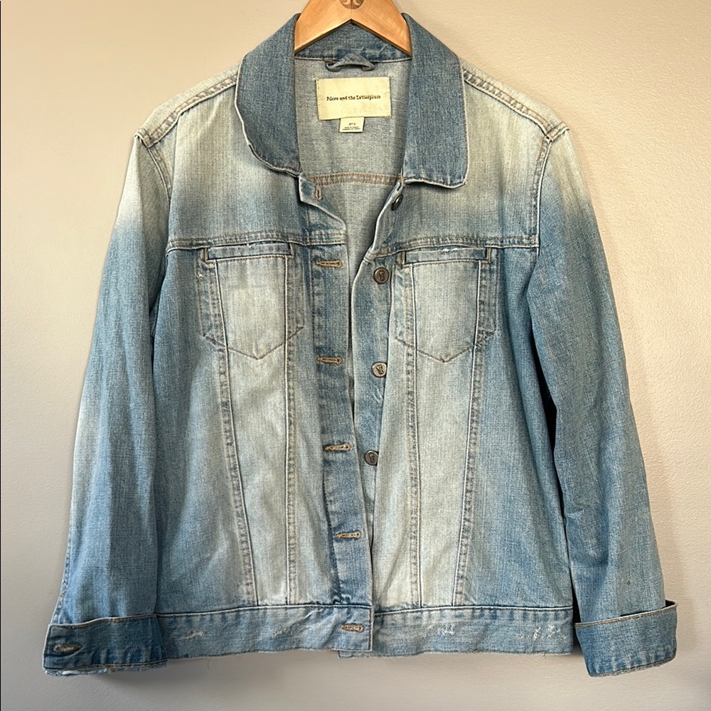 Pilcro and the Letterpress Anthropologie Denim Jean Jacket Oversized Sz S‎